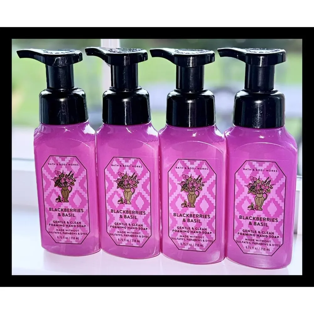 Bath & Body Works Blackberries & Basil Gentle Clean Foaming Hand Soap x4